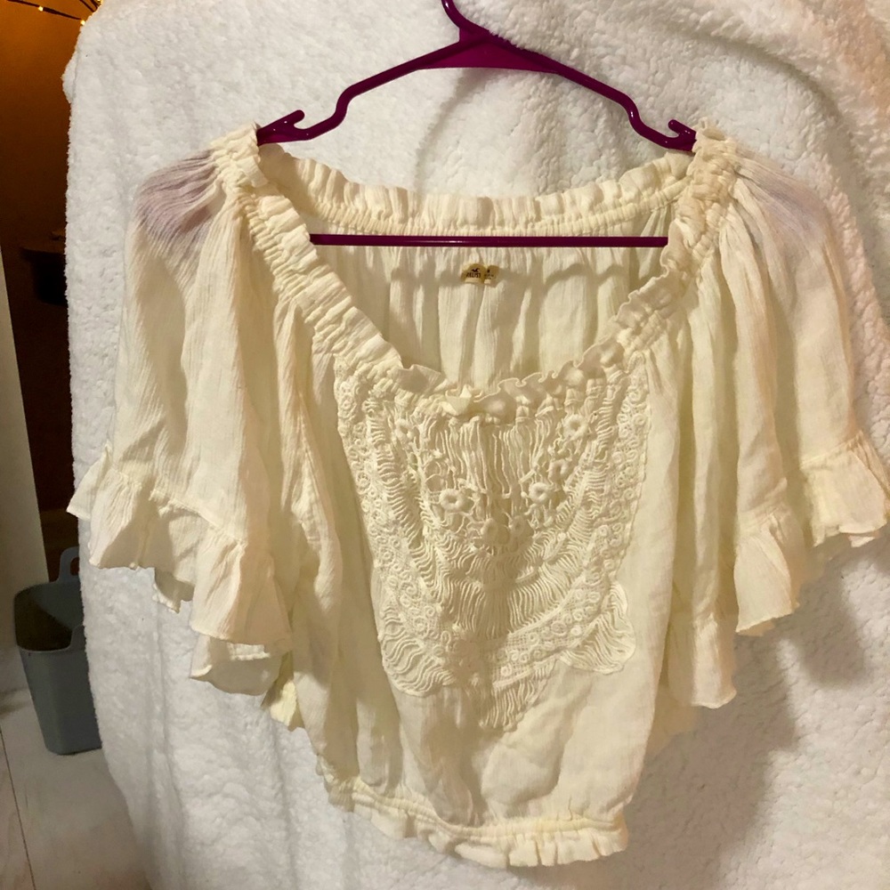 Hollister cream crochet top